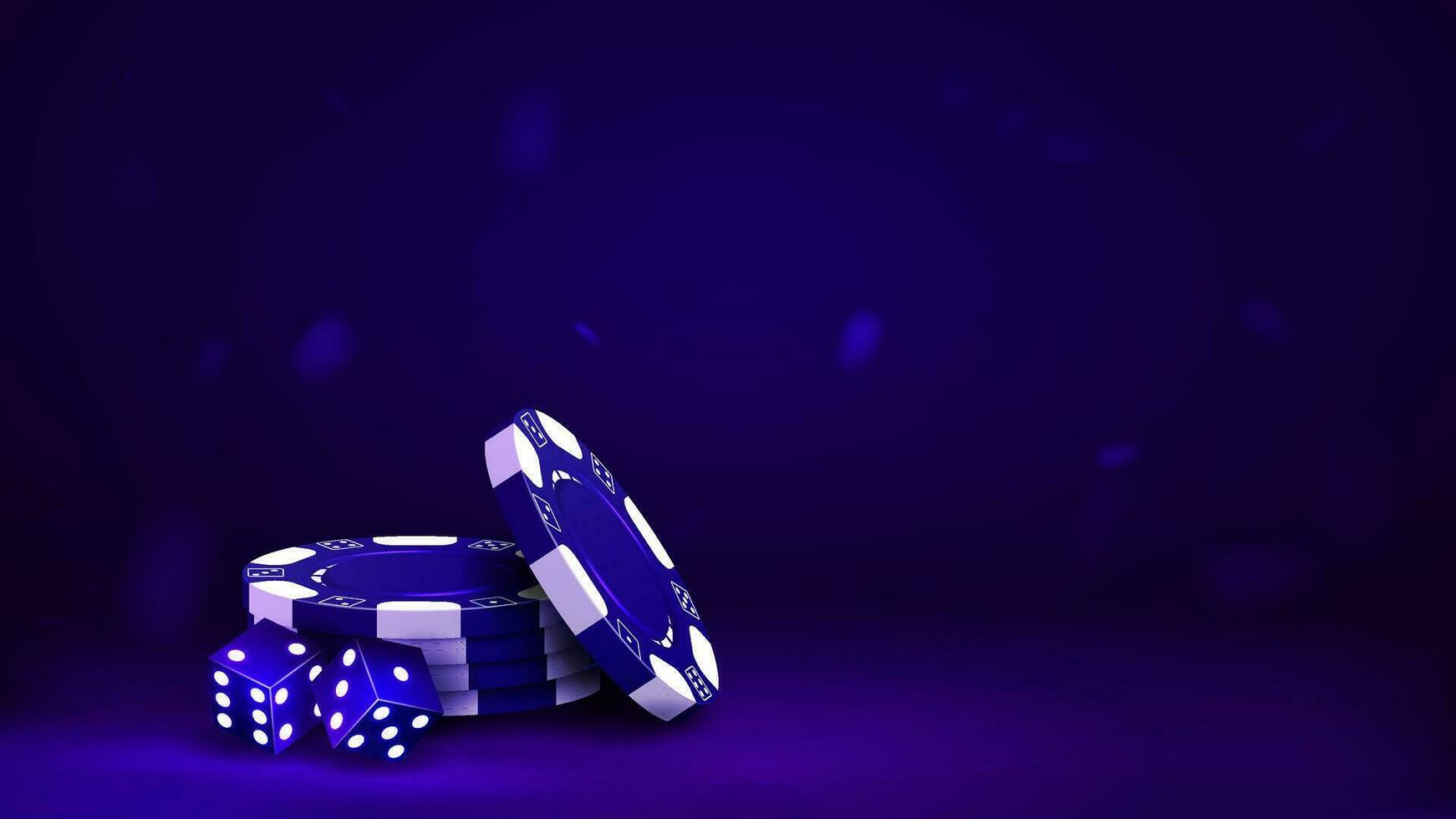 3d-poker-chips-and-dice-in-blue-a-concept-for-a-casino-on-a-glowing-bright-background-vector
